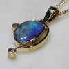 Natural Australian Boulder  Opal  and Diamond Gold Pendant