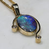 Natural Australian Boulder  Opal  and Diamond Gold Pendant