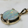 Natural  Australian Boulder Opal and Diamond Gold Pendant