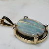 Natural  Australian Boulder Opal and Diamond Gold Pendant