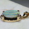 Natural  Australian Boulder Opal and Diamond Gold Pendant