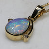 Natural Australian Boulder  Opal  and Diamond 18K Gold Pendant