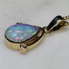 Natural Australian Boulder  Opal  and Diamond 18K Gold Pendant