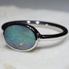 Natural Australian Boulder Opal Silver Ring - Size 11