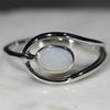 Natural Australian Solid White Opal Ring