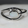 Natural Australian White Opal Silver Ring