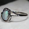 Natural Australian White Opal Silver Ring - Size 12