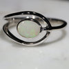 Natural Australian White Opal Silver Ring - Size 7.5