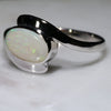 Natural Australian Opal Silver Ring - Size 8.25