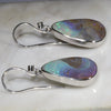 Natural Australian Boulder Opal and Diamond Silver  Earring