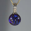 Natural Australian Boulder Matrix Opal and Diamond Gold Pendant