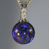 Natural Australian Boulder Matrix Opal and Diamond Gold Pendant