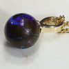 Natural Australian Boulder Matrix Opal and Diamond Gold Pendant