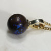 Natural Australian Boulder Matrix Opal and Diamond Gold Pendant