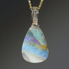 Natural  Australian Boulder  Opal  and Diamond Gold Pendant