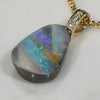 Natural  Australian Boulder  Opal  and Diamond Gold Pendant