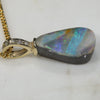 Natural  Australian Boulder  Opal  and Diamond Gold Pendant