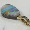 Natural  Australian Boulder  Opal  and Diamond Gold Pendant