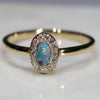 Natural Australian Boulder Opal and Diamond 18k Gold Ring - Size 6.5