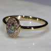 Natural Australian Boulder Opal and Diamond 18k Gold Ring - Size 6.5