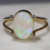 Natural Australian Crystal Opal and Diamond  18k Gold Ring - Size 8