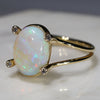 Natural Australian Crystal Opal and Diamond  18k Gold Ring - Size 8