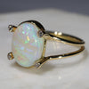 Natural Australian Crystal Opal and Diamond  18k Gold Ring - Size 8