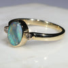 Natural Australian Boulder Opal and Diamond Gold Ring  - Size 7
