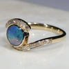 Natural Australian Boulder Opal and Diamond Gold Ring - Size 6