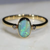 Natural Australian Boulder Opal and Diamond 18k Gold Ring  - Size 7.5