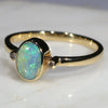 Natural Australian Boulder Opal and Diamond 18k Gold Ring  - Size 7.5