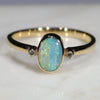 Natural Australian Boulder Opal and Diamond 18k Gold Ring  - Size 7.5
