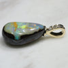 Natural  Australian Boulder  Opal  and Diamond Gold Pendant