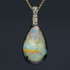 Natural  Australian Boulder  Opal  and Diamond Gold Pendant