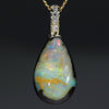Natural  Australian Boulder  Opal  and Diamond Gold Pendant