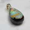 Natural  Australian Boulder  Opal  and Diamond Gold Pendant