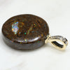Natural Opalizied Wood Fossil and Diamond Gold Pendant