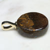 Natural Opalizied Wood Fossil and Diamond Gold Pendant
