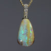 Natural  Australian Boulder  Opal  and Diamond Gold Pendant