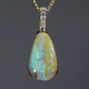 Natural  Australian Boulder  Opal  and Diamond Gold Pendant