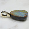 Natural  Australian Boulder  Opal  and Diamond Gold Pendant