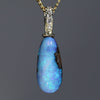 Natural  Australian Boulder  Opal  and Diamond Gold Pendant
