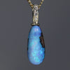 Natural  Australian Boulder  Opal  and Diamond Gold Pendant