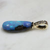 Natural  Australian Boulder  Opal  and Diamond Gold Pendant