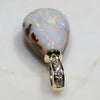 Natural  Australian White Boulder  Opal and Diamond Gold Pendant