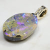 Natural Australian Boulder Opal and Diamond Gold Pendant