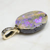 Natural Australian Boulder Opal and Diamond Gold Pendant