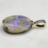 Natural Australian Boulder Opal and Diamond Gold Pendant