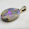 Natural Australian Boulder Opal and Diamond Gold Pendant