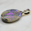 Natural Australian Boulder Opal and Diamond Gold Pendant